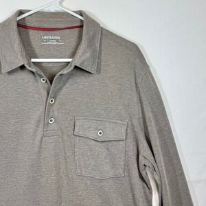 UNTUCKIT Matthieu Style Long Sleeve Polo‎ Shirt Button Pocket Heathered Sz Large